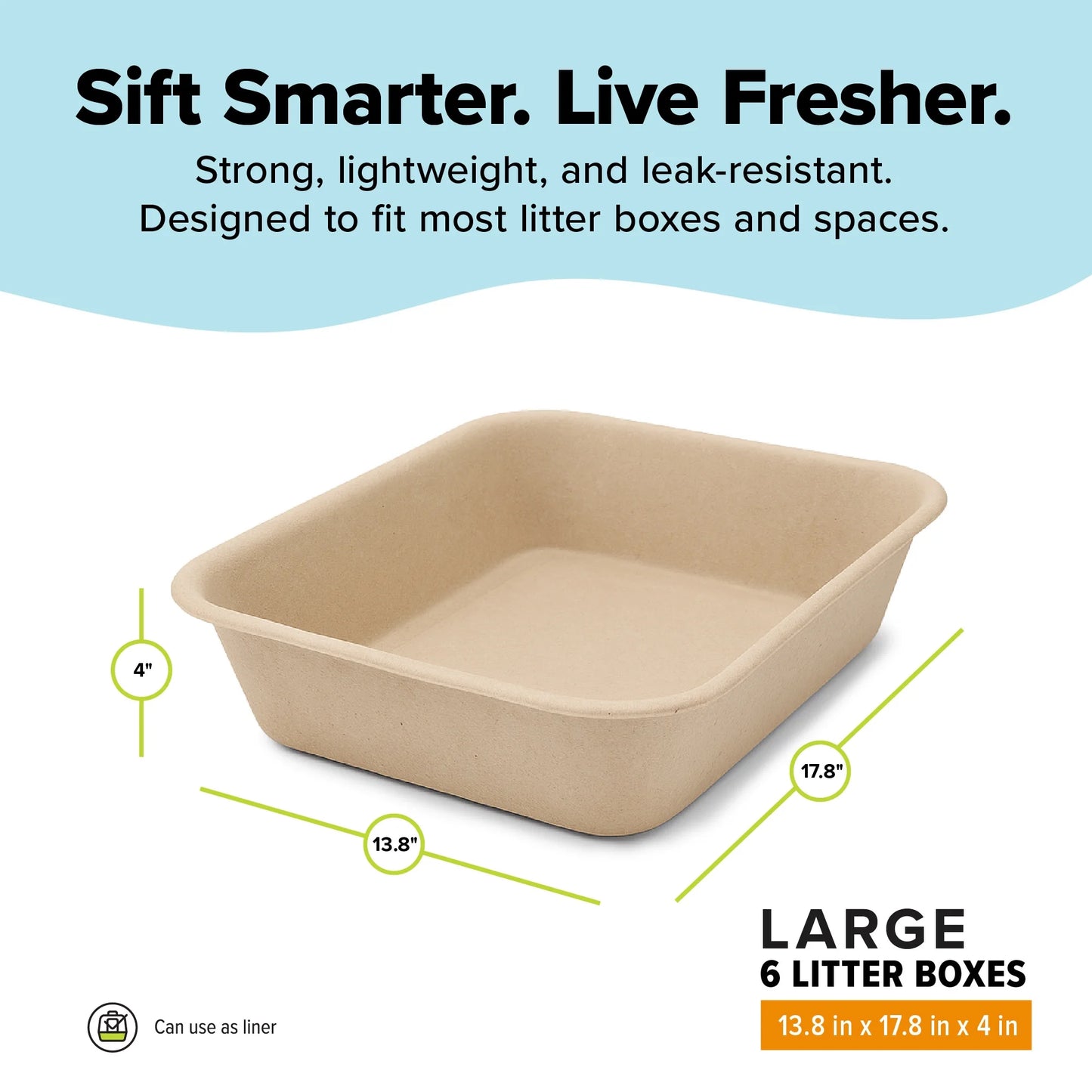 Eco-Friendly Disposable Litter Box Jumbo for Cats (Pack of 6)